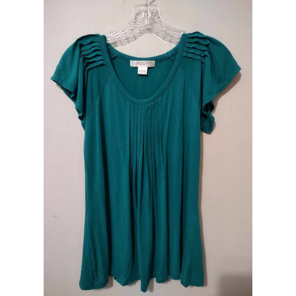 August Silk | Emerald Green Soft Stretchy Blouse Size Small